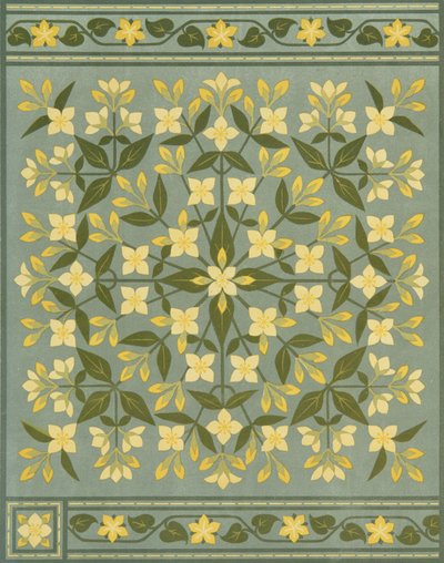 Projekt poduszki zaczerpnięty z książki "The Art of Embroidery, A Treatise on Practise of Decorative Needlework" ("Sztuka haftu, traktat o praktyce igłowania dekoracyjnego") autorstwa Thomas (after) Crane