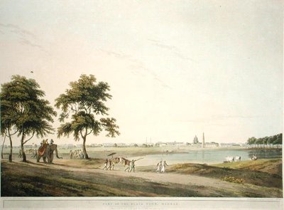 Część Czarnego Miasta, Madras, tablica 34 z „Oriental Scenery: Twenty Four Views in Hindoostan”, rytowana przez Thomasa i Williama (1769-1837) Daniell autorstwa Thomas (after) Daniell
