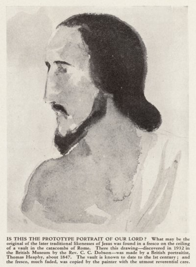 Portret Jezusa Chrystusa z rzymskich katakumb (lito) autorstwa Thomas (after) Heaphy