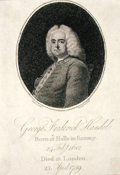 George Frederick Handel (1685-1759) ryty W. Chapman (grafika) autorstwa Thomas (after) Hudson
