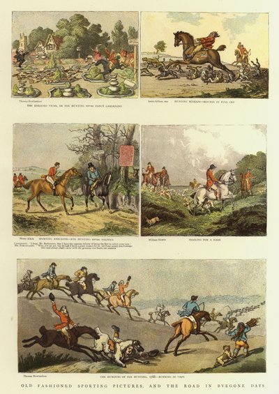 Old Fashioned Sporting Pictures i droga w dawnych czasach (kolor lito) autorstwa Thomas (after) Rowlandson