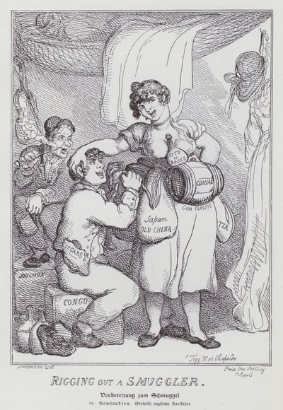 Wydobycie przemytnika (lito) autorstwa Thomas (after) Rowlandson