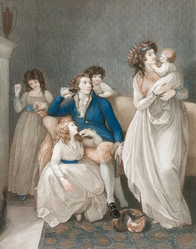 Koniec XVIII i początek XIX wieku zamożna scena rodzinna. autorstwa Thomas (after) Stothard