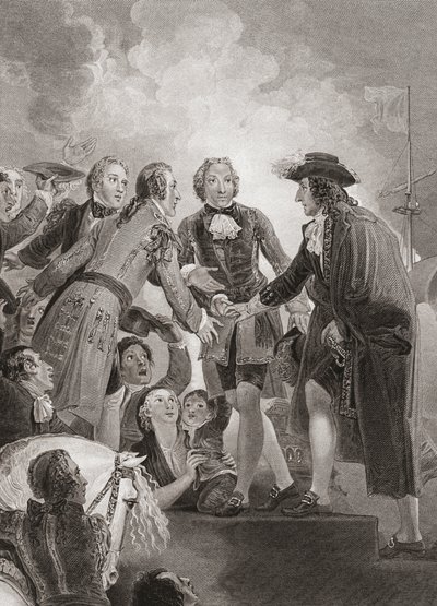 William, książę Orański (późniejszy król Wilhelm III) ląduje w Brixham. (wydrukować) autorstwa Thomas (after) Stothard