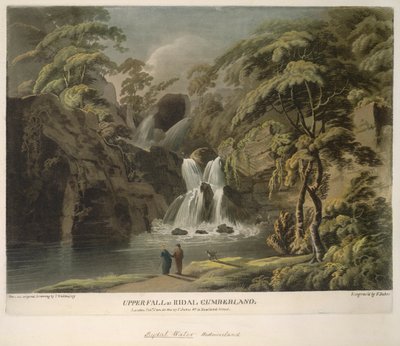 Upper Fall w Ridal, Cumberland, grawerowane przez F. Jukes autorstwa Thomas (after) Walmsley