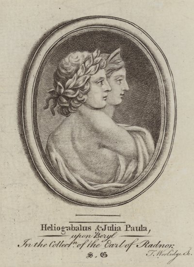 Heliogabalus, cesarz rzymski i cesarzowa Julia Paula (grafika) autorstwa Thomas (after) Worlidge