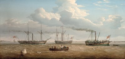 Trzy łodzie wiosłowe, "Kingston", "Prince Frederick" i "Calder" z Selby w Hull Roads, ok. 1823 r. (olej na płótnie) autorstwa Thomas A. Binks