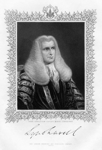 John Singleton Copley 1738-1815, brytyjski lord kanclerz i polityk, XIX wiek. autorstwa Thomas A. Woolnoth