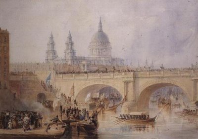 Wyokrętowanie Lorda Burmistrza na Blackfriars Bridge, ok. 1830 r autorstwa Thomas Allom