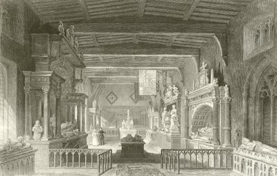 Pomniki hrabiów Rutland w kościele Bottesford, Leicestershire autorstwa Thomas Allom