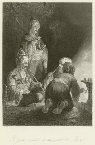 Pielgrzymi odpoczywający w drodze do Mekki autorstwa Thomas Allom