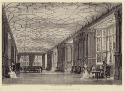 Galeria Długa, Haddon Hall, Derbyshire autorstwa Thomas Allom
