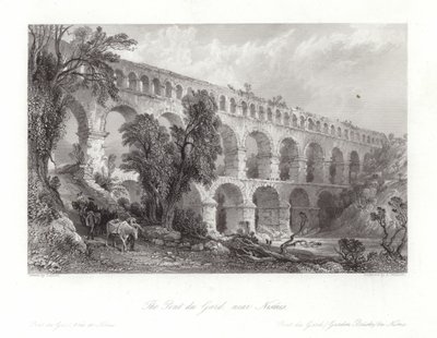 Pont du Gard, niedaleko Nismes autorstwa Thomas Allom
