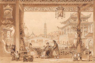 Taras Domu Mandaryna w Pekinie autorstwa Thomas Allom