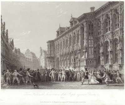 Ratusz z powstaniem ludu przeciwko Karolowi V autorstwa Thomas Allom