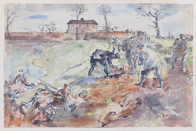 Karczowanie i palenie żywopłotu autorstwa Thomas Barclay Hennell