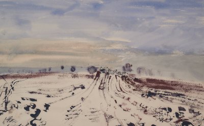 Ścieżka w śniegu, XX wiek (akwarela) autorstwa Thomas Barclay Hennell