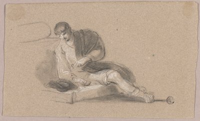 Siedzący mężczyzna skierowany w dół (recto i verso) autorstwa Thomas Barker