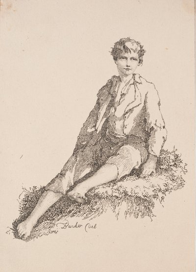 Okazy poliautografii: chłopiec siedzący na trawiastym brzegu, 1803. autorstwa Thomas Barker