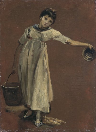 Dziewczyna niosąca wiadro (olej na płótnie) autorstwa Thomas Barker of Bath