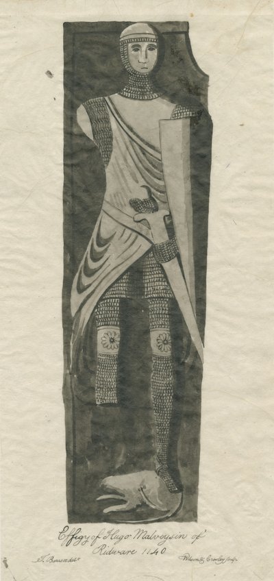 Mavesyn Ridware - Grobowiec Hugo Mavesyna: sepia i tuszowanie, nd [?koniec XVIII wieku] autorstwa Thomas Barrett