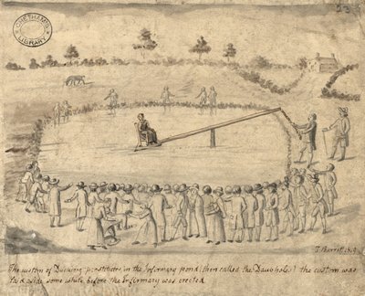 Kaczące prostytutki, Manchester, 1819 (pióro i atrament i pranie na papierze) autorstwa Thomas Barritt