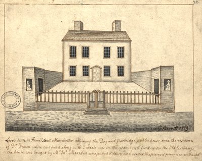 Levers House, Manchester, 1819 (pióro i atrament i pranie na papierze) autorstwa Thomas Barritt