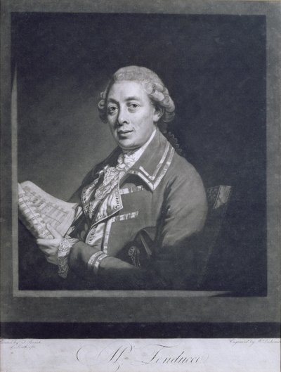Portret Giusto Ferdinando Tenducci (ok. 1735-90), włoskiego kastrata, wyryty przez Williama Dickinsona (1746-1823), 1782 autorstwa Thomas Beach