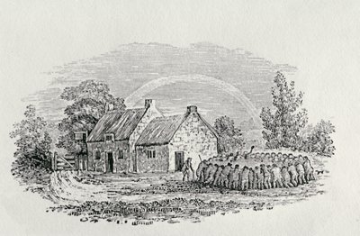 Walka kogutów poza karczmą, ok. 1801, z „Landbirds”, opublikowane 1805 (rycina) autorstwa Thomas Bewick