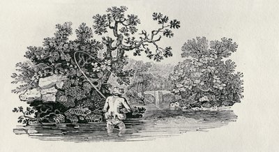 Gra na łososiu z „Historii brytyjskich ptaków i czworonogów” autorstwa Thomas Bewick