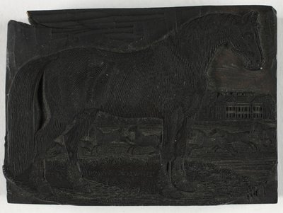 Woodblock do Czarnego Konia, z Ogólnej Historii Czworonogów autorstwa Thomas Bewick
