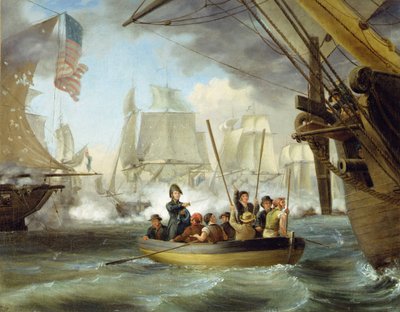 Komandor Perry w bitwie nad jeziorem Erie (olej na płótnie) autorstwa Thomas Birch
