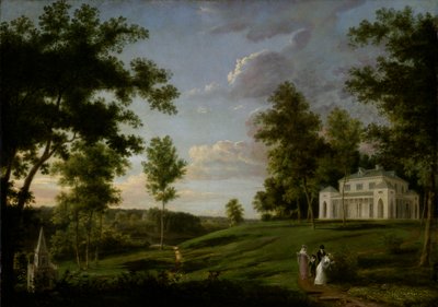 Widok południowo-wschodni Sedgeley Park, wiejska siedziba Jamesa Cowlesa Fishera, Esq., ca. 1819. autorstwa Thomas Birch