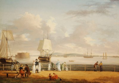 Bateria i port, Nowy Jork, ok. 1811-1812 autorstwa Thomas Birch