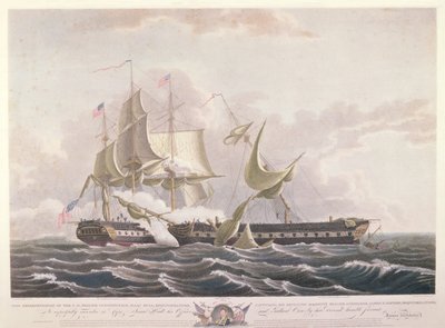 Bitwa między USS Constitution a HMS Guerriere autorstwa Thomas Birch