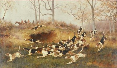 W Full Cry, ok.1880 (olej na płótnie) autorstwa Thomas Blinks