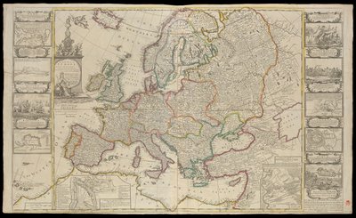 Nowa mapa Europy sporządzona na podstawie najdokładniejszych obserwacji przekazanych Towarzystwu Królewskiemu w Londynie i Paryżu, ok. 1720 r. (rysunek techniczny) autorstwa Thomas Bowles