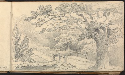 Album studiów pejzażowych i figuratywnych: Krajobraz wiejski z mostem autorstwa Thomas Bradshaw