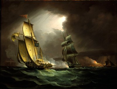 Przemytnik ścigany przez bryg autorstwa Thomas Buttersworth