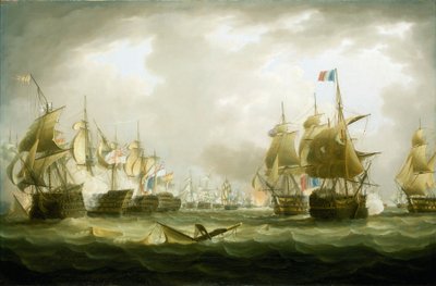Bitwa pod Trafalgarem, 21 października 1805, początek akcji, początek XIX wieku (olej na płótnie) autorstwa Thomas Buttersworth