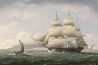 Statek Dunira należący do Kompanii Wschodnioindyjskiej mijający zatokę Funchal na Maderze - Thomas Buttersworth autorstwa Thomas Buttersworth