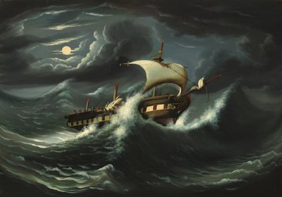 Fregata miotana burzą, połowa XIX wieku. autorstwa Thomas Chambers