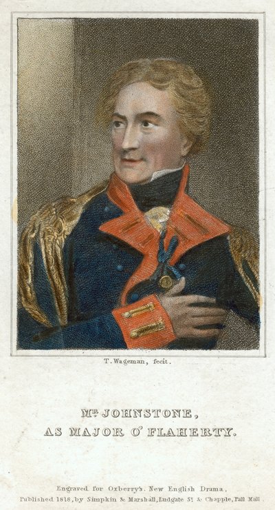 Pan Johnstone jako major OFlaherty, 1818. autorstwa Thomas Charles Wageman
