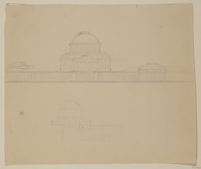 Elewacja Domu Stanowego w Ohio, ok. 1838 (ołówek grafitowy na beżowym papierze) autorstwa Thomas Cole