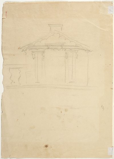 Darmowy rysunek odręczny elewacji nowego studia w Cedar Grove autorstwa Thomas Cole