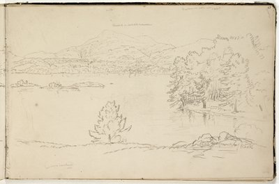 Hoosick lub Saddle Mountain and Lake w pobliżu Pittsfield, ok. 1832 (grafitowy ołówek na białawym papierze tkanym) (patrz także 3525969) autorstwa Thomas Cole