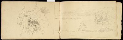 Hoosick lub Saddle Mountain and Lake w pobliżu Pittsfield, ok. 1832 (grafitowy ołówek na białawym papierze tkanym) (patrz także 3514873) autorstwa Thomas Cole