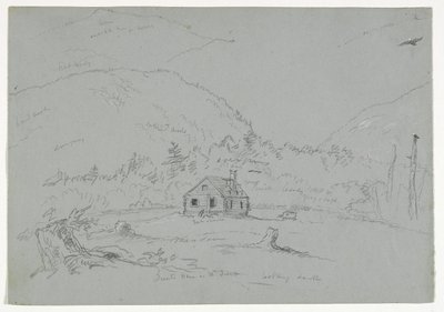 Dom na Górze Pustyni, ok. 1844 (grafit podkreślony białą kredką na papierze) autorstwa Thomas Cole
