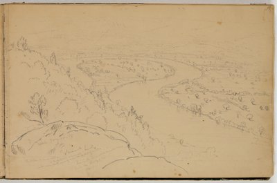 Panorama Starorzecza na rzece Connecticut widziana z Mount Holyoke, ok. 1832 (ołówek na papierze) autorstwa Thomas Cole