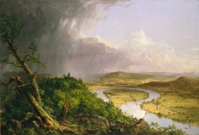 Widok z Mount Holyoke, Northampton, Massachusetts, po burzy — The Oxbow autorstwa Thomas Cole